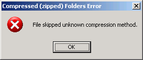 zip file error message